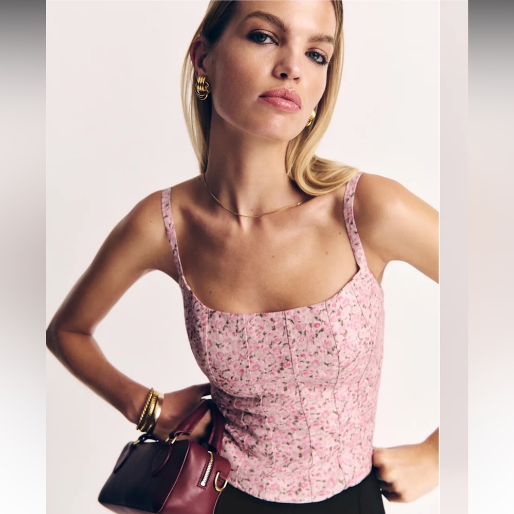 Reformation Hattie Linen Top Pink Roisin Size 6